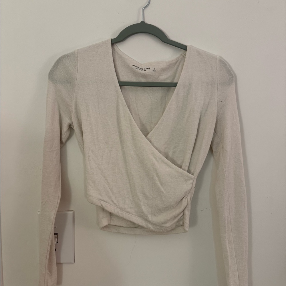Abercrombie & Fitch Cream Wrap top